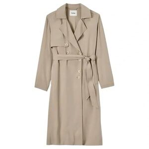 Darling Tan Beige Gray “Overcast” Lightweight Classic Belted Trench Coat sz M